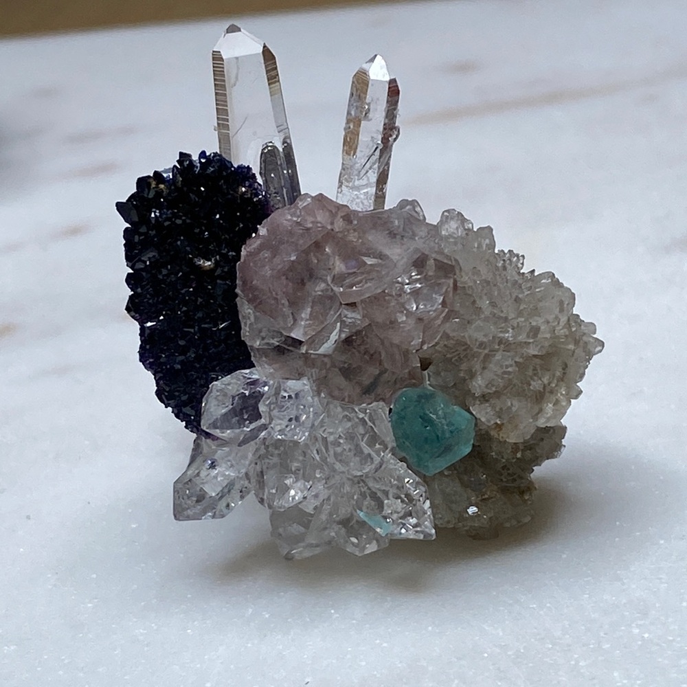 Crystal Cluster Statement Ring In Clear, Purple &… - image 2